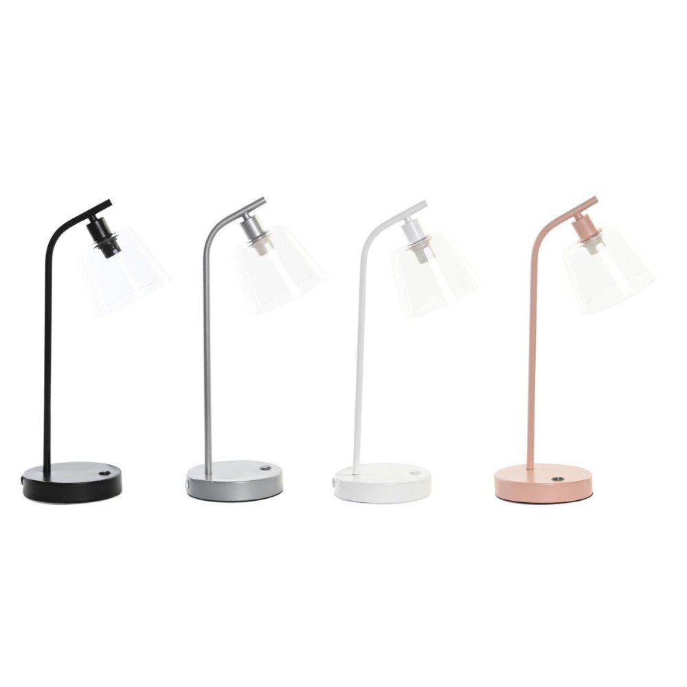 Desk lamp DKD Home Decor 22 x 15 x 46 cm Crystal Silver Black Grey Pink Metal White 220 V 40 W 25 W 4 Pieces