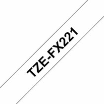 Ruban Laminé pour Etiqueteuses Brother TZe-FX221 Noir Noir/Blanc (9 mm x 8 m)