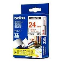 Ruban Laminé pour Etiqueteuses Brother TZE355 Blanc/Noir 24 mm