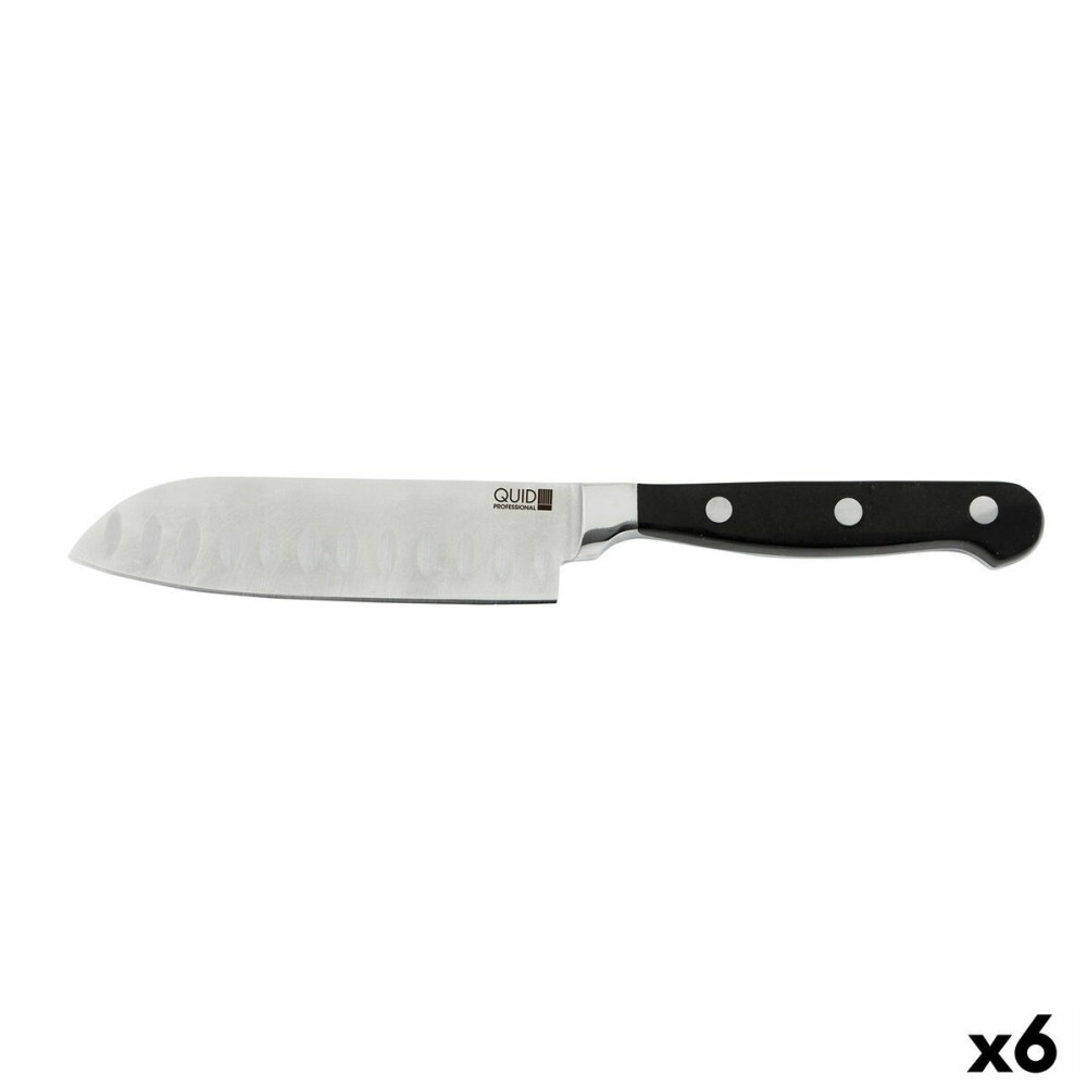 Couteau Santoku Quid Professional Inox Chef Black Noir Métal (13 cm) (Pack 10x)