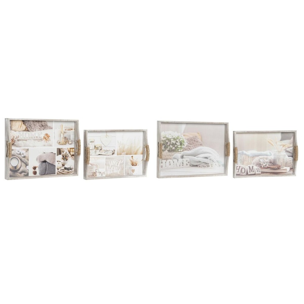 Tablettset DKD Home Decor Beige 40 x 30 x 6 cm Holz MDF (2 Stück)