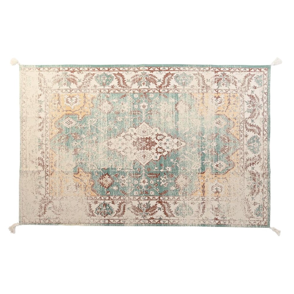 Tapis DKD Home Decor Finition vieillie Bleu Coton Arabe Frange (120 x 180 x 1 cm)