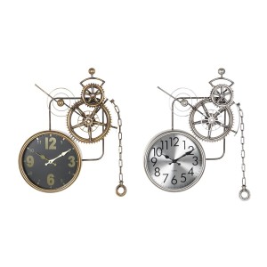 Wall Clock DKD Home Decor Gears Crystal Iron 50 x 7 x 62 cm (2 Units)