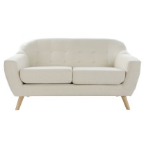 Zweisitzer-Sofa DKD Home Decor Creme natürlich Kautschukholz Kunststoff Moderne Scandi 146 x 84 x 82 cm