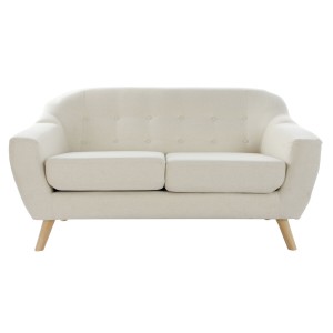 2-Seater Sofa DKD Home Decor Cream Natural Rubber wood Plastic Modern Scandi 146 x 84 x 82 cm