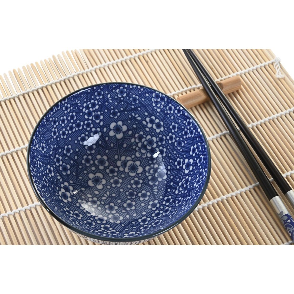 Sushi-Set DKD Home Decor 14,5 x 14,5 x 31 cm Schwarz Blau Steingut Orientalisch (16 Stücke)