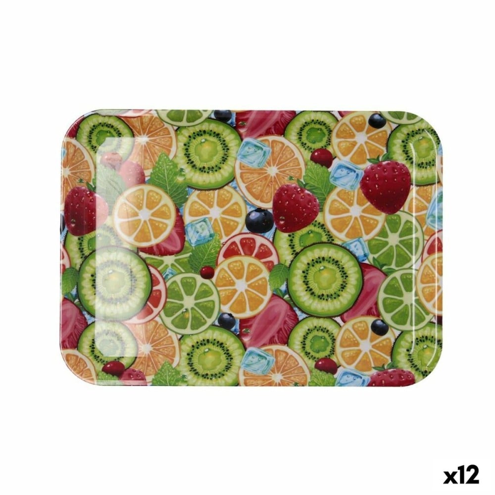 Plateau de petit déjeuner Quid Habitat Multicouleur Plastique 32 x 23 x 1,7 cm Avec des poignées Fruits (12 Unités)