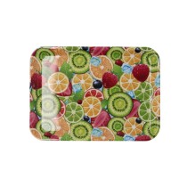 Plateau de petit déjeuner Quid Habitat Multicouleur Plastique 28 x 20 x 1,5 cm Avec des poignées Fruits (12 Unités)