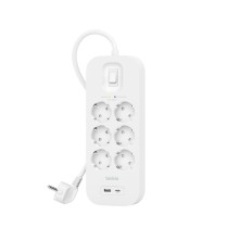 Multiprise 6 Prises avec Interrupteur Belkin Connect SRB002VF2M Blanc (2 m)