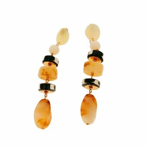 Ladies'Earrings Lola Casademunt Black Beige Resin Brass