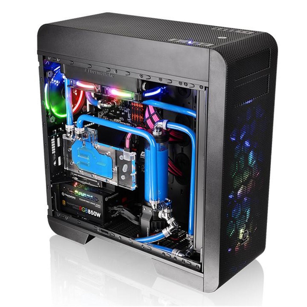 ATX Semi-Tower Gehäuse THERMALTAKE Core V71 Tempered Glass Edition Blau Schwarz