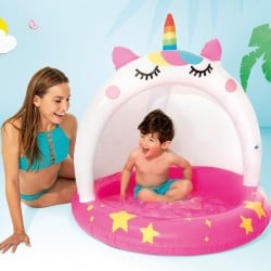 Inflatable Paddling Pool for Children Intex Pink Unicorn 102 x 102 cm