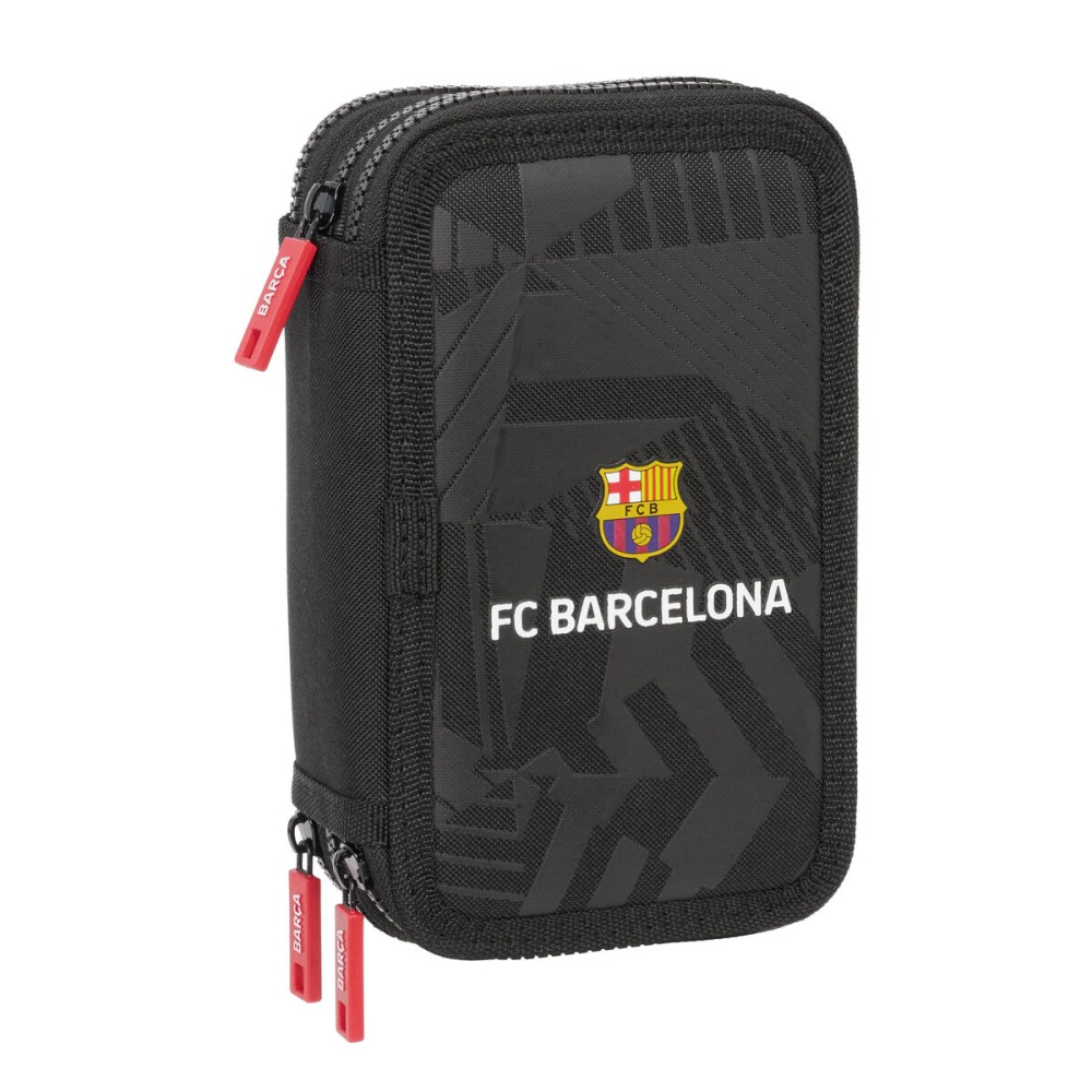 Triple Pencil Case F.C. Barcelona Black Black 12,5 x 19,5 x 5,5 cm 37 Pieces