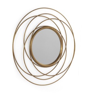 Hanging mirror Alexandra House Living Golden 89 x 89 x 2 cm