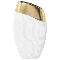 Vase Alexandra House Living Weiß Gold aus Keramik 9 x 21 x 36 cm