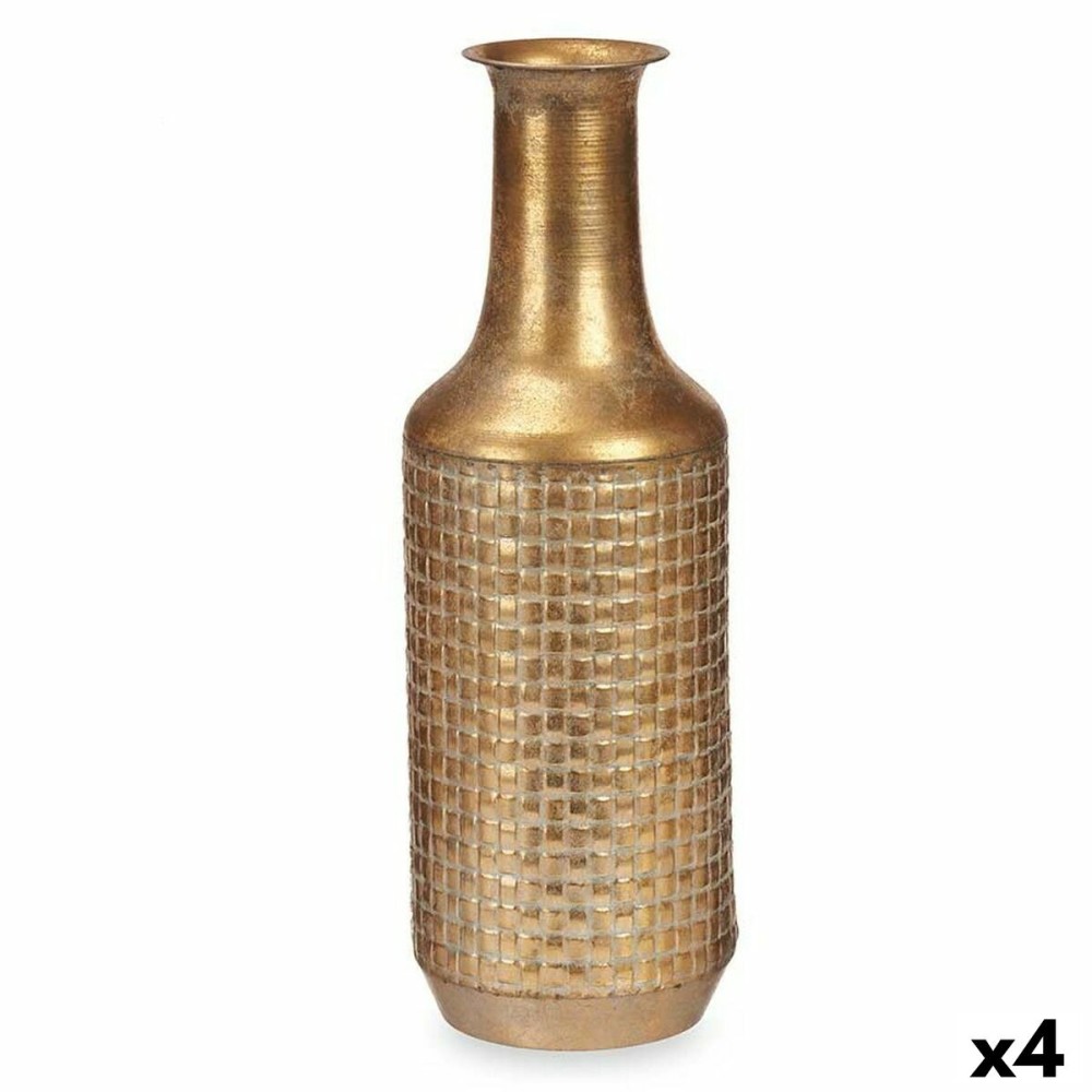 Vase Gold Metall 14 x 46 x 14 cm (4 Stück) Mit Relief