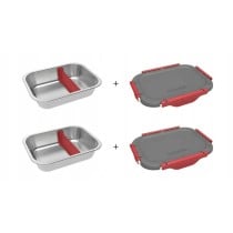 Container HeatsBox INNER DISH SET Red Graphite Silver Rectangular 0,925 l (2 Units)