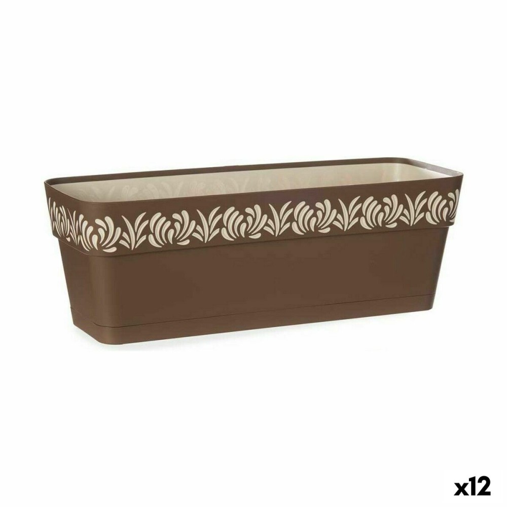 Jardinière auto-arrosante Stefanplast Gaia Marron Plastique 18 x 17 x 49,5 cm (12 Unités)