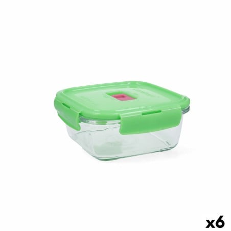 Boîte à lunch hermétique Luminarc Pure Box Holy Vert verre Carré 760 ml (6 Unités)