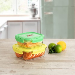 Lunchbox hermetisch Luminarc Pure Box Holy grün Glas karriert 760 ml (6 Stück)