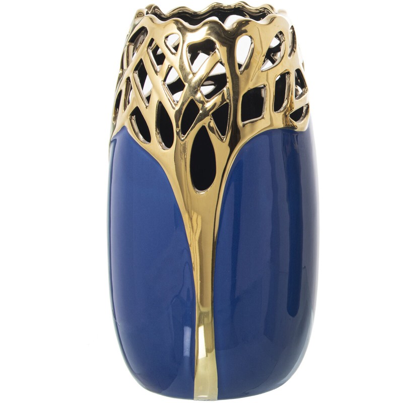 Vase Alexandra House Living Golden Dark blue Ceramic 15 x 16 x 27 cm