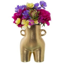 Vase Alexandra House Living Gold aus Keramik 23 x 24 x 34 cm Mit Griffen