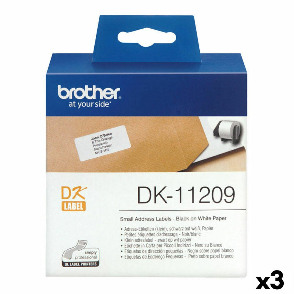 Etiquettes pour Imprimante Brother DK-11209 Noir/Blanc 62 x 29 mm (3 Unités)