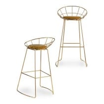 Stool Golden Mustard Iron (51 x 94 x 52 cm) (2 Units)