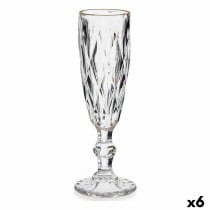 Champagne glass Diamond Golden Transparent Glass 170 ml (6 Units)