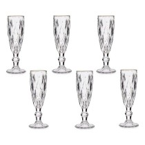 Coupe de champagne Diamant Doré Transparent verre 170 ml (6 Unités)