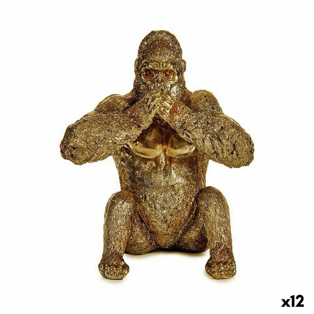 Deko-Figur Gorilla Yoga Gold 11 x 18 x 16,2 cm (12 Stück)