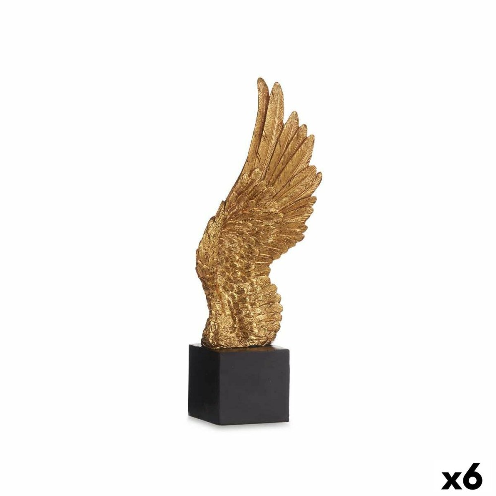 Decorative Figure Wings Black Golden 8 x 33,5 x 13,5 cm (6 Units)