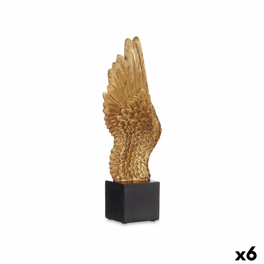 Decorative Figure Wings Black Golden 8 x 33,5 x 13 cm (6 Units)