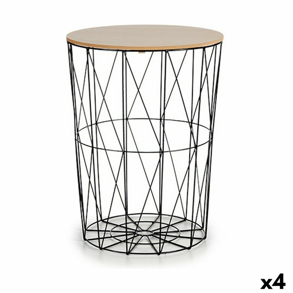 Side table Brown Black Metal Cardboard MDF Wood (4 Units)