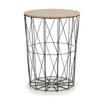 Side table Brown Black Metal Cardboard MDF Wood (4 Units)