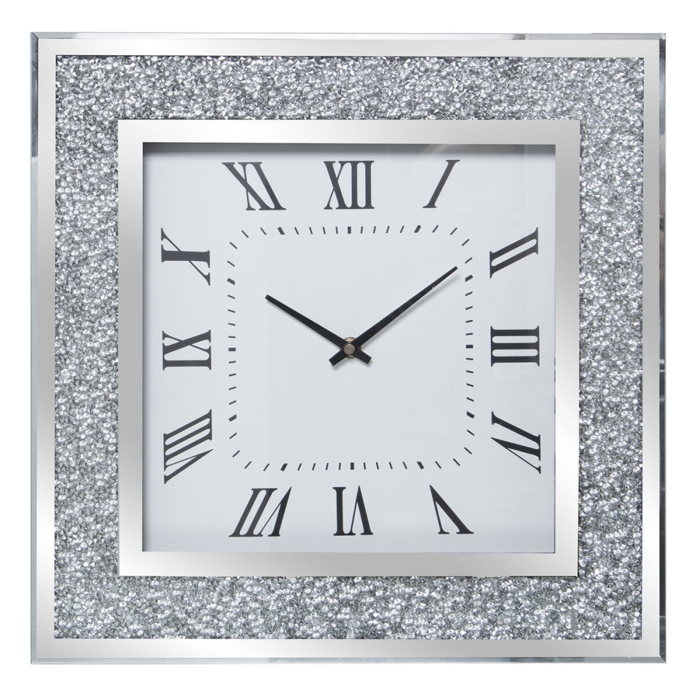 Horloge Murale Alexandra House Living Argenté Verre Brillants 40 x 40 x 4 cm