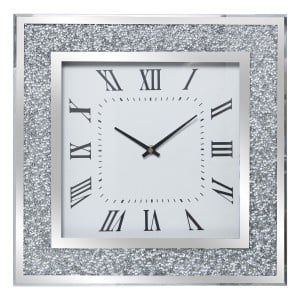 Wanduhr Alexandra House Living Silberfarben Kristall Brillianten 40 x 40 x 4 cm