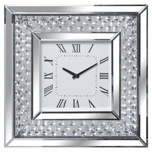 Horloge Murale Alexandra House Living Argenté Verre Brillants 40 x 40 x 4 cm