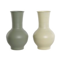 Vase Home ESPRIT Vert Crème Métal 20 x 20 x 34,5 cm (2 Unités)