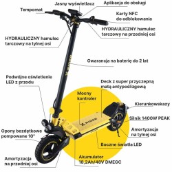 Electric Scooter Manta XRIDER F10 Yellow Black 800 W