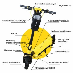 Electric Scooter Manta XRIDER MX10 MAX Yellow Black 800 W