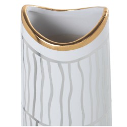 Vase Alexandra House Living Weiß Gold aus Keramik 13 x 14 x 41 cm