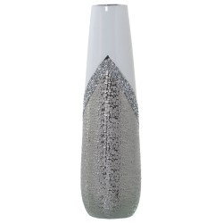 Vase Alexandra House Living Blanc Argenté Céramique Brillant 13 x 13 x 45 cm