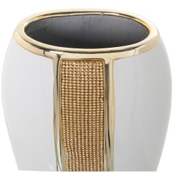 Vase Alexandra House Living Weiß Gold aus Keramik Brillant 12 x 18 x 36 cm