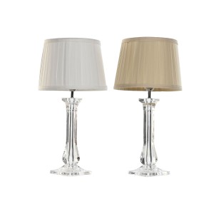 Lampe de bureau Home ESPRIT Blanc Beige Métal 60 W 220 V 25 x 25 x 50 cm (2 Unités)