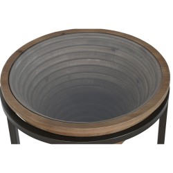 Table d'appoint Home ESPRIT Noir Naturel Verre Sapin 46 x 46 x 55,5 cm