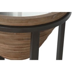 Table d'appoint Home ESPRIT Noir Naturel Verre Sapin 46 x 46 x 55,5 cm