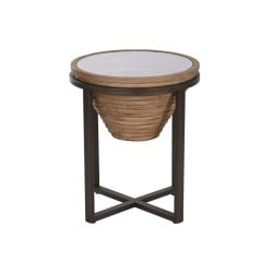 Table d'appoint Home ESPRIT Noir Naturel Verre Sapin 46 x 46 x 55,5 cm