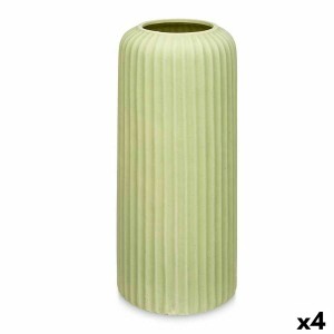 Vase Vert Dolomite 16 x 40 x 16 cm (4 Unités) Rayures