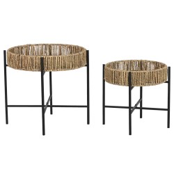 Jeu de 2 tables Home ESPRIT Noir Naturel Métal 49 x 49 x 44 cm